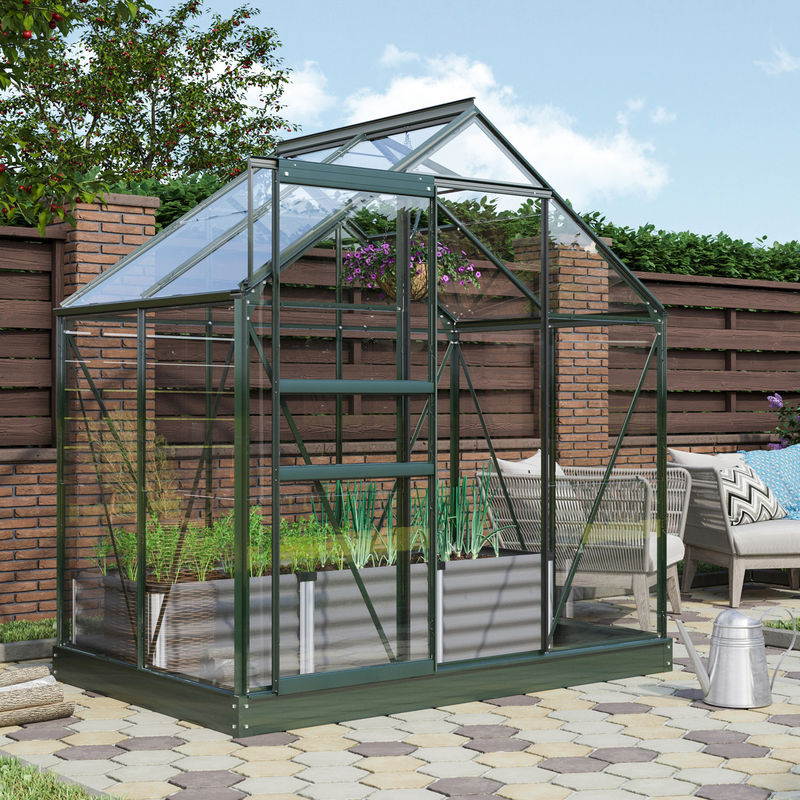 Vitavia Gewächshaus Venus 2500 in Smaragd Grün mit 2,5 m² Anbaufläche und 3 mm ESG-Glas - Bild 4