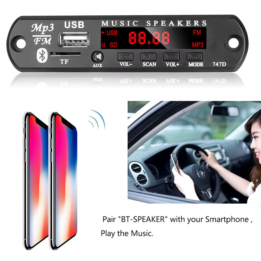 KEBIDU Bluetooth MP3 Player Audio Modul für Auto Radio Stereo mit USB und TF, Schwarz - Bild 2