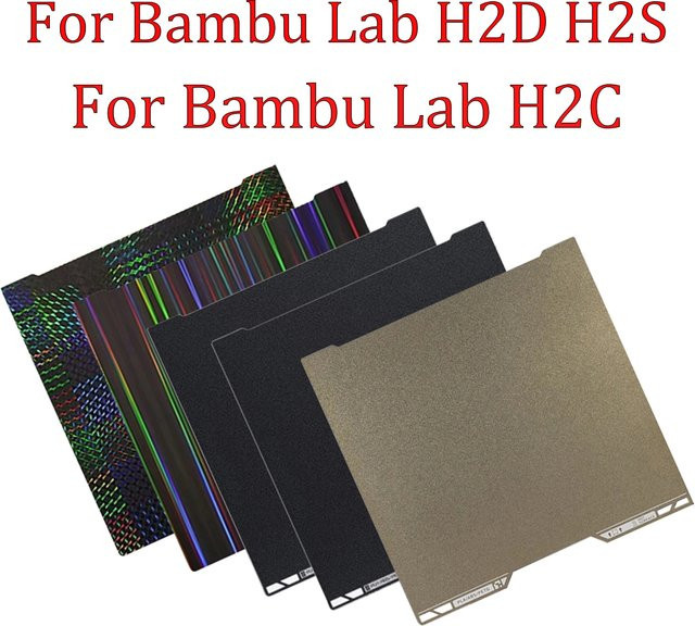 Bambu Lab Magnetische PEI-Federstahlfolie für H2D H2S H2C 3D-Drucker, beidseitig bedruckbar, Schwarz - Bild 1