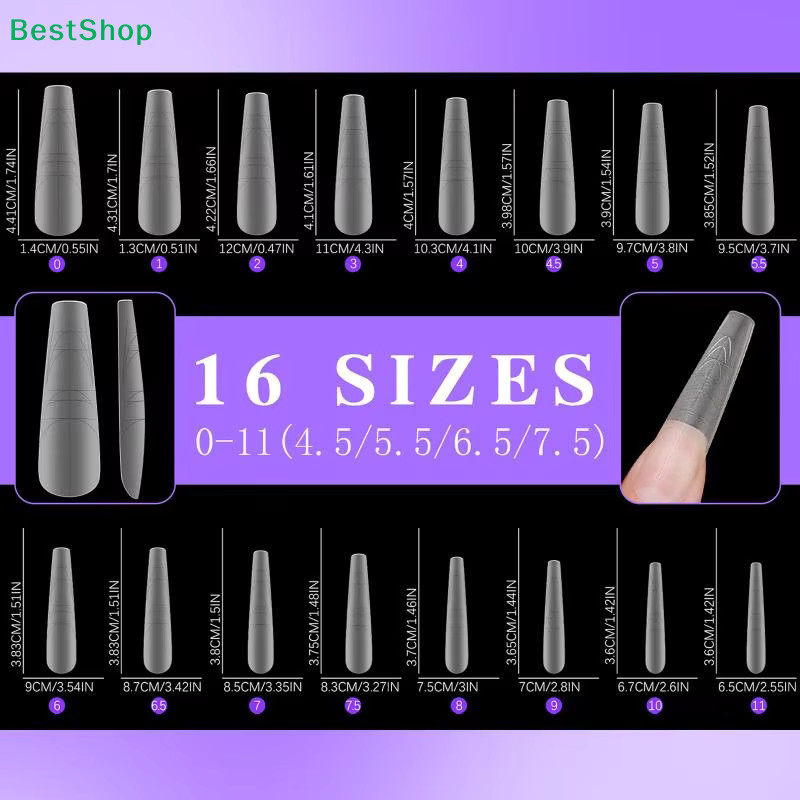 HNKMP Gel-Nagel-Tips, 320 Stück, Stiletto- & Coffin-Formen, Matt - Bild 4