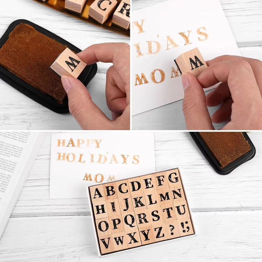 Holzstempel Set mit Alphabet und Nummern für Scrapbooking, Vintage-Journaling und Kartenherstellung - Bild 5