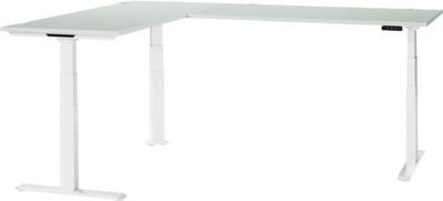 Schäfer Shop Genius Winkelschreibtisch Modena Flex, elektrisch höhenverstellbarer Eckschreibtisch, B: 200 cm, T: 240 cm, Farbe: Lichtgrau/Weiß - Bild 1