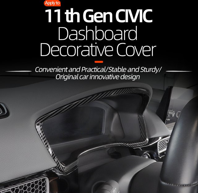 Armaturenbrett Abdeckung in Carbonfaser-Optik für Honda Civic 11. Generation (2022-2025), Farbe: Schwarz - Bild 1