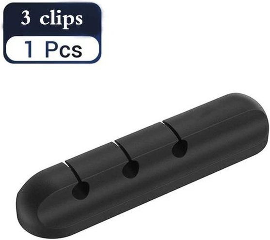Aloisia Kabel-Organizer aus Silikon in Schwarz mit 3 Clips für USB-C Kabel und Desktop-Management - Bild 1