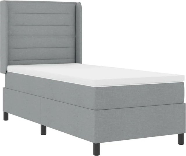 vidaXL LED Boxspringbett mit Matratze Hellgrau B/T/H: 90 x 190 x 140 cm - Bild 1