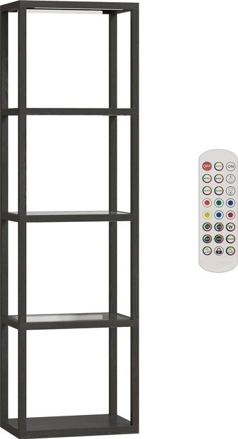 HOMCOM LED Stehlampe mit 4 Glasregalen in Schwarz, dimmbar mit Fernbedienung, Musik-Synchronisation und Timer für Wohnzimmer und Schlafzimmer - Bild 1