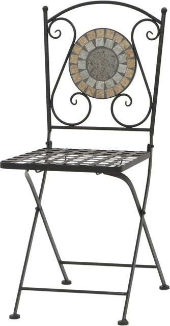 Siena Garden Klappstuhl Prato aus Stahl und Keramik Mosaik in Schwarz B/T/H: 37 x 36 x 90 cm - Bild 1