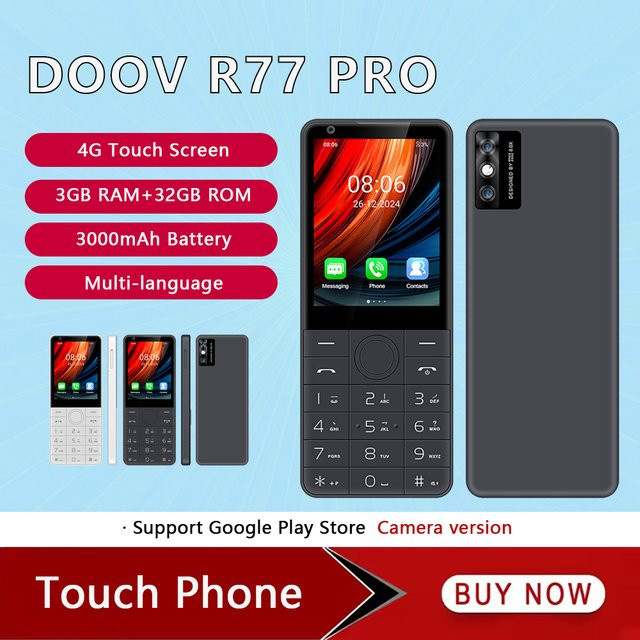 DOOV R77 Pro 4G Smartphone mit 2,8 Zoll Touchscreen, 3GB RAM, 32GB Speicher, Android und 5MP Kamera in Schwarz oder Grau - Bild 1