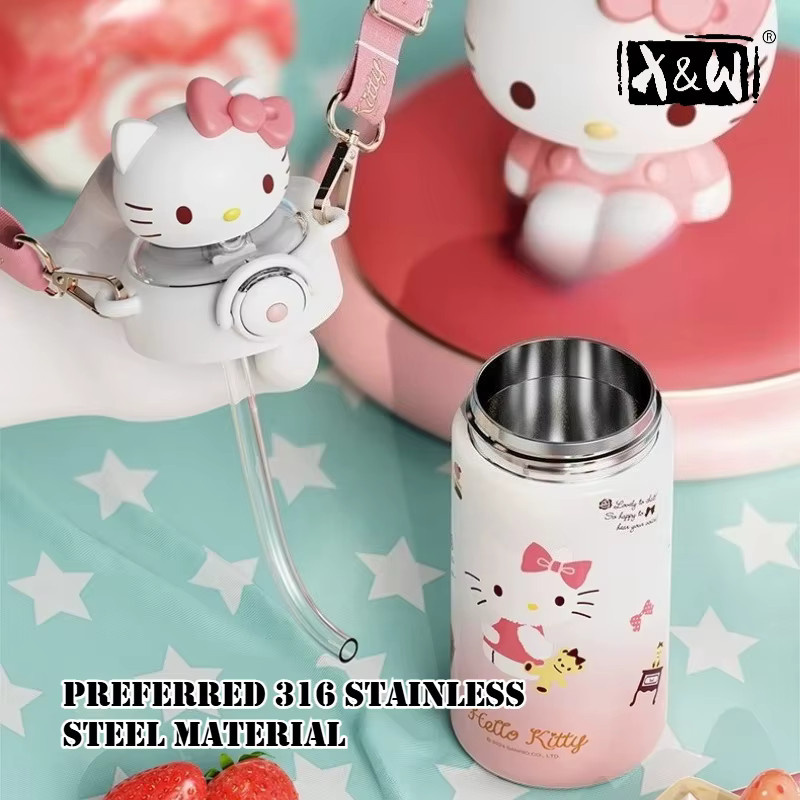 XW Sanrio-Serie Thermosbecher mit Pop-Up-Strohhalm und Trageseil, 600 ml - Bild 2