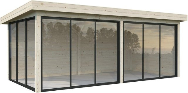 Palmako Pavillon Lenna Set 402 Slide aus Fichtenholz in Braun mit transparenter ESG-Verglasung B/H/T: 588 x 245 x 300 cm - Bild 1