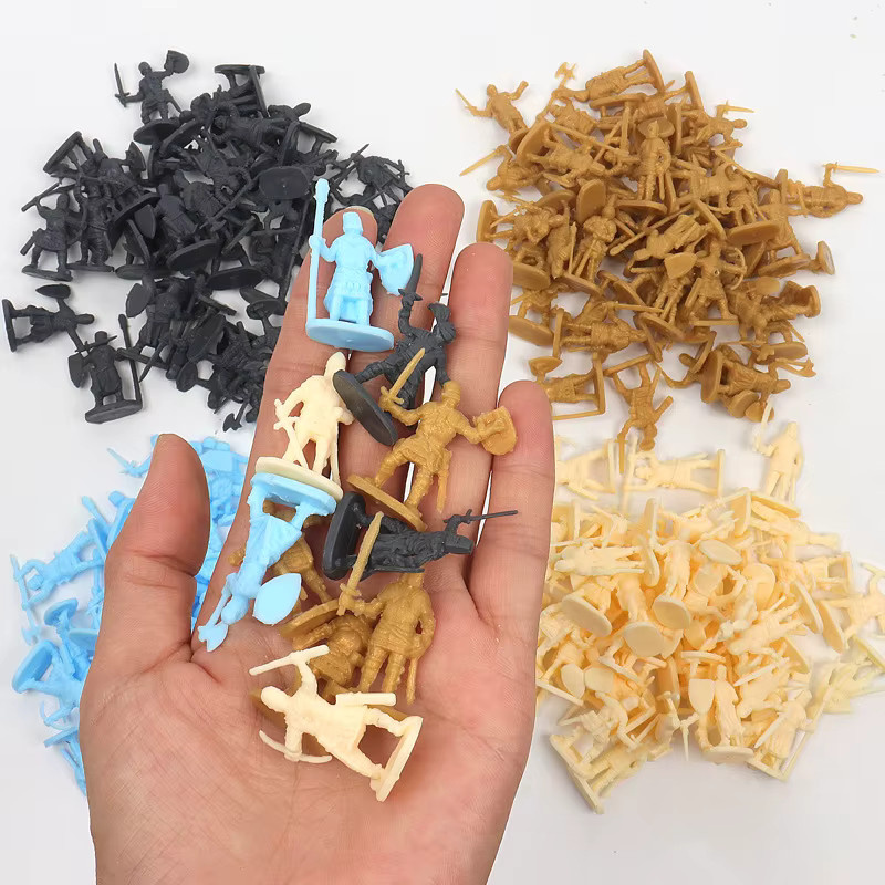 TMZ 100er Set Miniatur Soldaten im mittelalterlichen Ritterstil, Farbe Grau, Dekorative Modellfiguren für Sammler und Battlefield-Simulationen - Bild 3