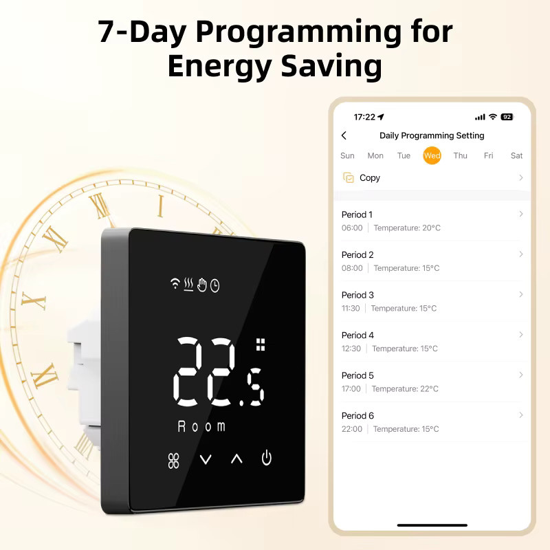 EZAIOT Tuya WLAN-Thermostat in Weiß, intelligenter Regler für Gas- und Elektro-Fußbodenheizung mit App-Steuerung und Google Alexa Integration - Bild 4