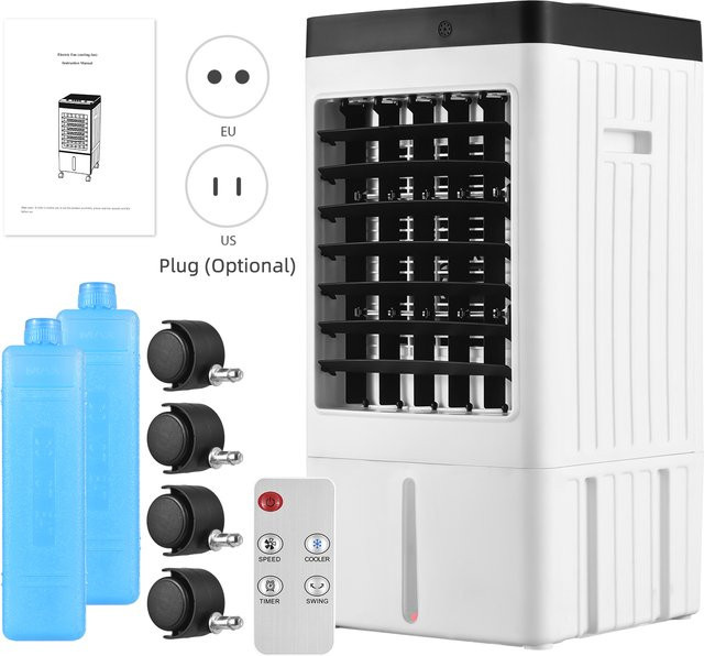 Romellar Verdunstungsluftkühler in Weiß mit Fernbedienung, 2 Eisboxen, 8 Liter Wassertank und Timer-Funktion - Bild 1