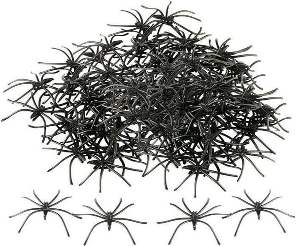 HAOPYOU Halloween Deko Set mit 200 kleinen schwarzen Spinnen aus Kunststoff - Bild 1