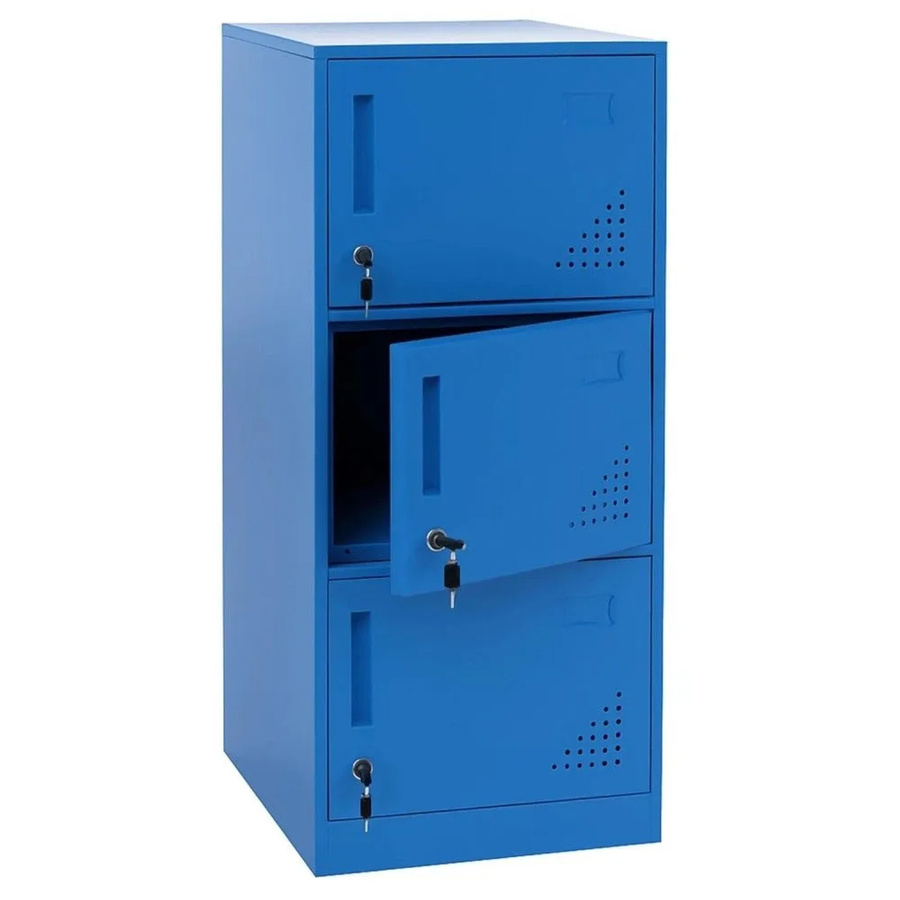MCW Spind P63 Wertfachschrank aus Stahl mit 3 Türen, Blau, B/T/H: 90 x 38 x 45 cm - Bild 2