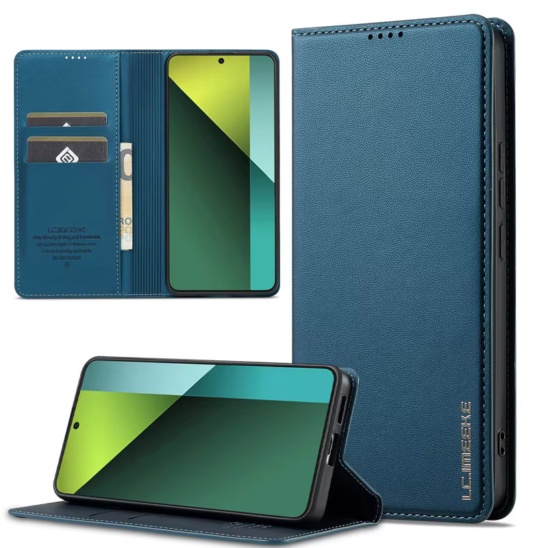 Leder Magnet Schutzhülle für Samsung Galaxy S24 Ultra S23 S22 S21 Plus S20 FE Flip mit Standfunktion in Blau und Lila - Bild 2