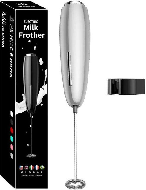 SEEQS Handheld-Milchaufschäumer in Silber, batteriebetriebener elektrischer Schaumhersteller und Mixer für Kaffee und Getränke aus Edelstahl und Kunststoff - Bild 1