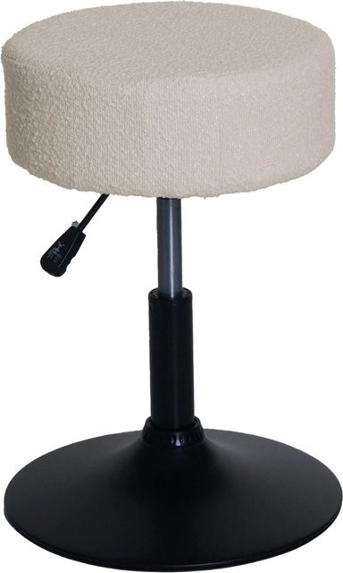 PROREGAL Hocker höhenverstellbar und drehbar aus Bouclé in Weiß, Durchmesser: 37 cm, Sitzhöhe: 45-57 cm - Bild 1