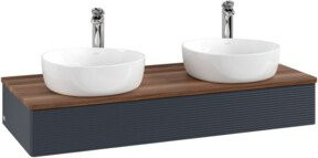 V&B Waschtischunterschrank Antao mit Frontstruktur, Wandhängend, Blau lackiert, B/T/H: 120 x 50 x 19 cm - Bild 1