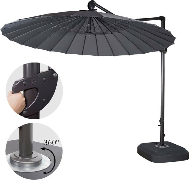 Ampelschirm MCW-A34 Sonnenschirm mit Ständer und Schutzhülle in Anthrazit, Durchmesser: 2,8 m, Material: Polyester, Alu und Stahl - Bild 1