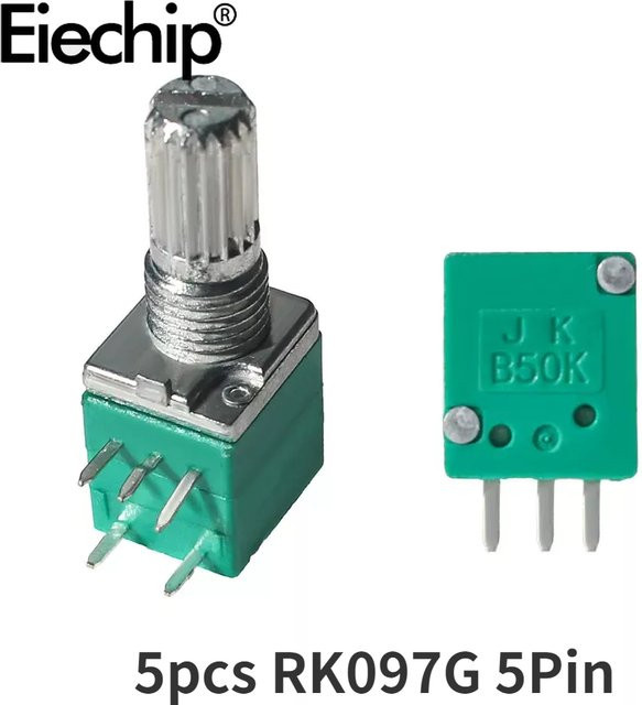 5er Set RK097G Industrie-Potentiometer mit 5 Pins und 15 mm Audio-Welle für Verstärker - Bild 1