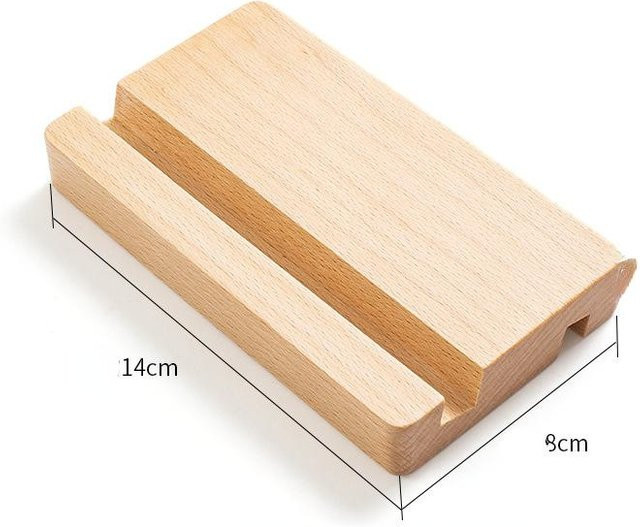 NATAWA Universal-Telefonhalter aus Holz für Handy und Tablet, Schreibtisch-Ständer, beige - Bild 1