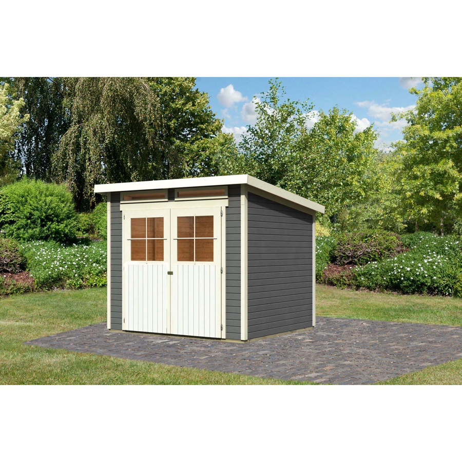 Gartenhaus Karibu Egersund mit Pultdach in Terragrau, lackiert, B/T: 238 x 213 cm - Bild 2