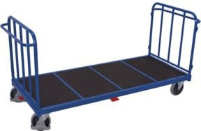 VARIOfit Doppel-Stirnwandwagen mit senkrechten Streben in Blau, Traglast 500 kg, B: 200,5 cm, H: 88 cm, T: 88 cm - Bild 1