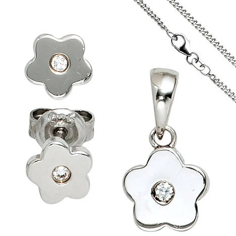 Colfem Schmuck-Set Blume, 925 Silber, Zirkonia, Kinder - Bild 1