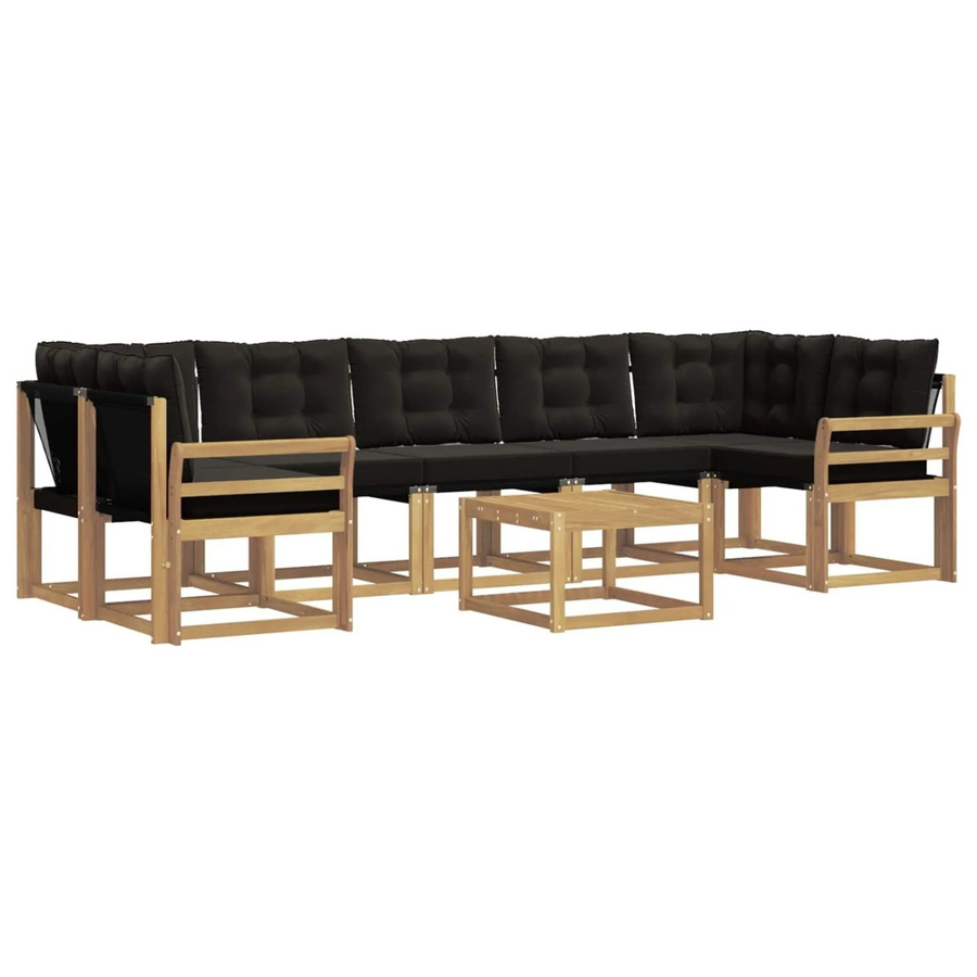 vidaXL 8-teilige Outdoor-Sofagarnitur in L-Form mit Kissen und Couchtisch, Weiß und Schwarz - Bild 2