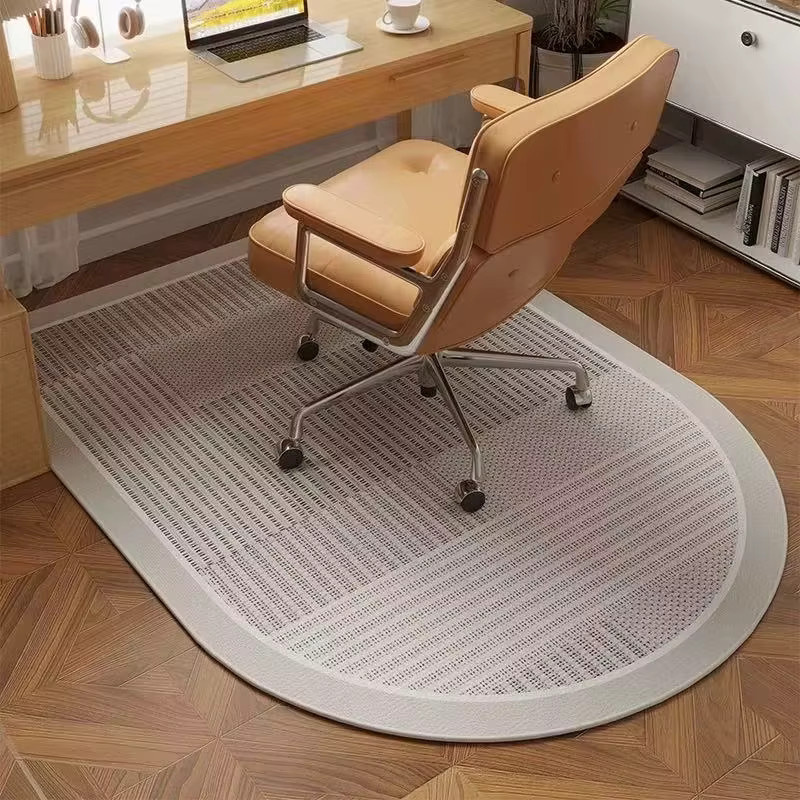 VIKAMA Bodenschutzmatte für Arbeitszimmerstühle, ovale Viscose-Bodenmatte, rutschfest und verschleißfest, Durchmesser: 60 cm - Bild 1