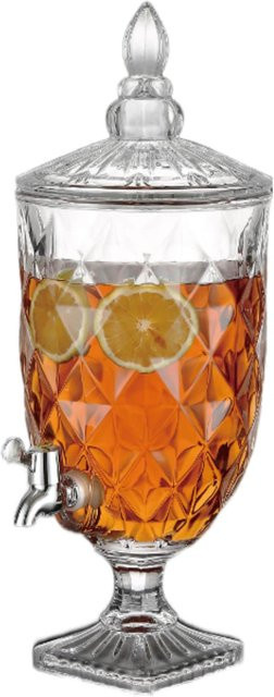 Cheffinger Getränkespender aus Glas mit Deckel und Zapfhahn, transparent, 5 l - Bild 1