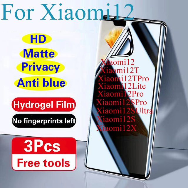 Matte Hydrogel Datenschutz-Displayschutzfolie für Xiaomi 12T Pro, 12Lite, 12Pro und 12S Ultra mit Anti-Peeping Funktion und HD-Qualität in Transparent - Bild 1