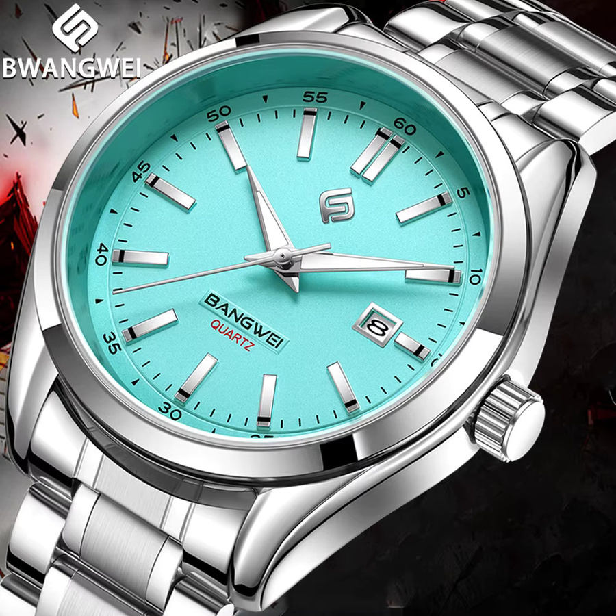 BangWei Armbanduhr Quarz, Edelstahl, Blau, 30 ATM, Herren - Bild 2