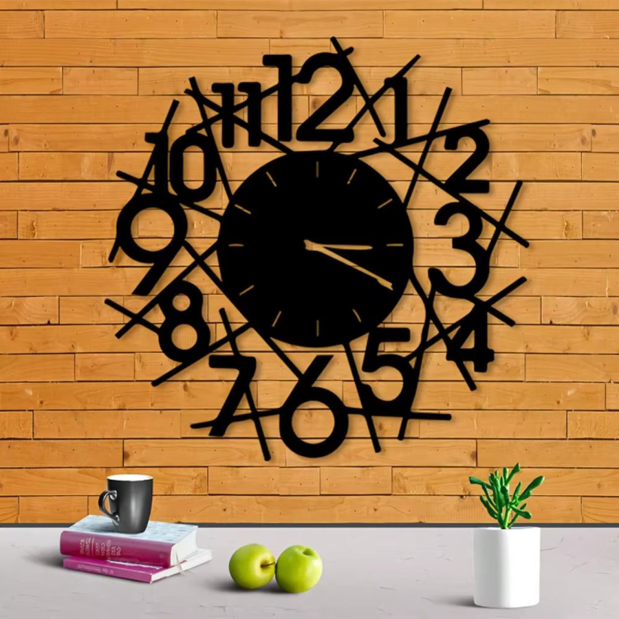 CIFBUY Vintage Wanduhr aus Metall in Schwarz mit römischen Ziffern im Retro-Design für dein Zuhause oder Büro - Bild 3