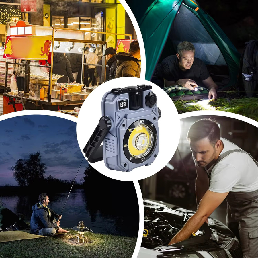 NEWBIRTH Solar-Magnet-Arbeitsleuchte mit LED und 5 Modi, wiederaufladbare Taschenlampe für Camping, Garten und Notbeleuchtung - Bild 6