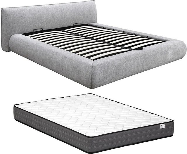 Mirsio Bett mit Bettkasten in Lichtgrau, B/T/H: 180 x 200 x 244,5 cm - Bild 1