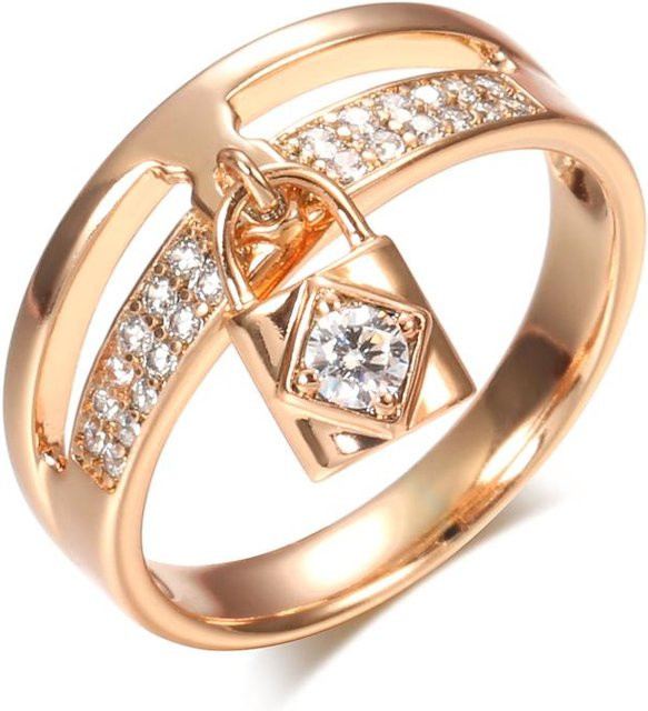 July Dream Ringe mit Schloss Anhänger, Kupfer, Roségold, Zirkonia, Damen - Bild 1