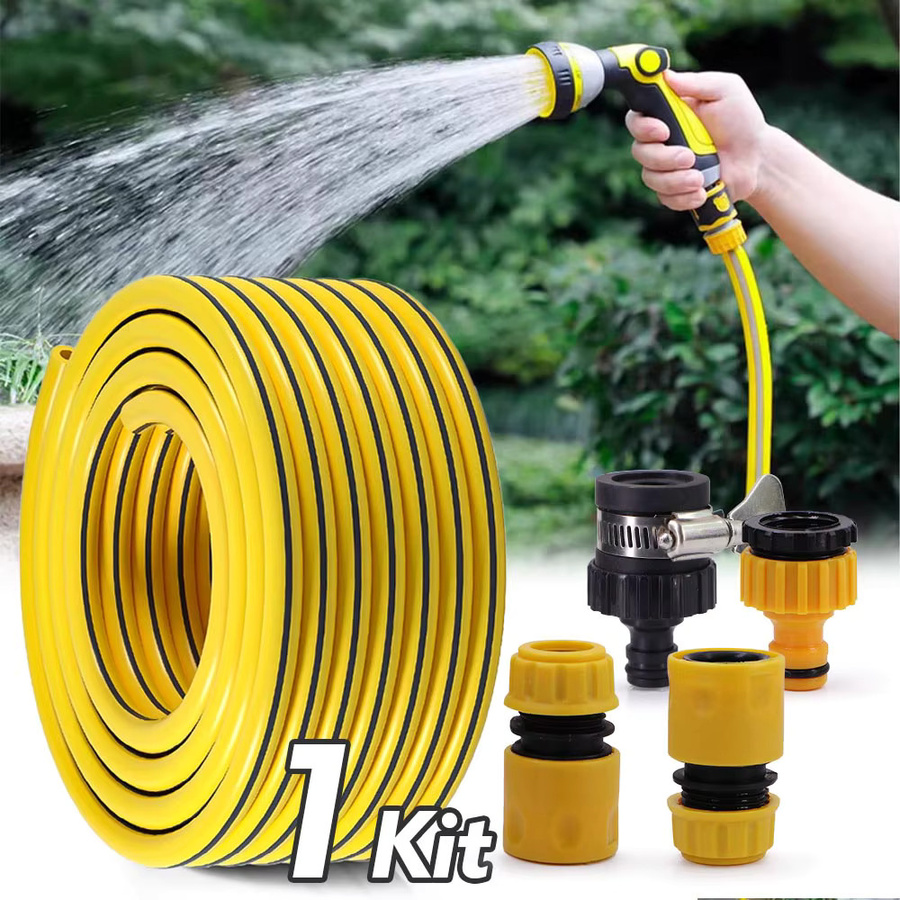 Gelber 1/2 Zoll PVC-Bewässerungsschlauch mit Anti-UV-Schutz und Schnellverbinder-Set für Garten und Außenbereich - Bild 4