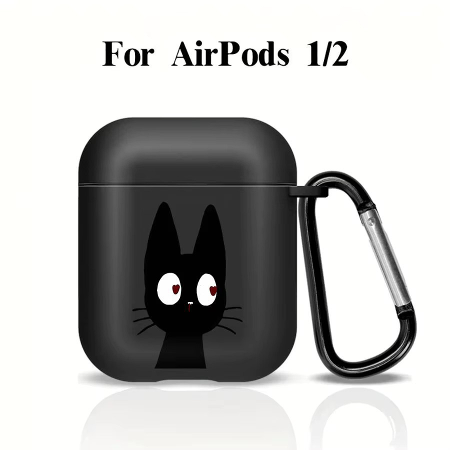 Schutzhülle mit Cartoon-Katzen Kopf für Apple AirPods Pro, Pro 2, Pro 3 und AirPods 4 in Schwarz - Bild 4
