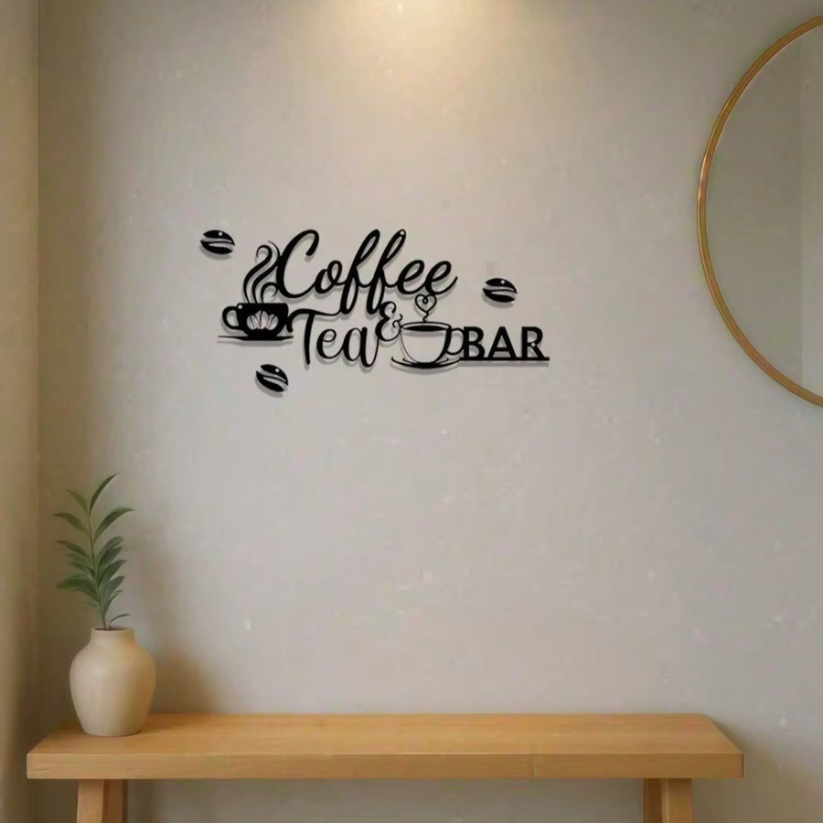 CIFBUY Vintage Metall-Kaffee-Wandkunst in Schwarz als rustikale Farmhaus-Dekoration für Küche, Café oder Bar im Industriestil - Bild 2
