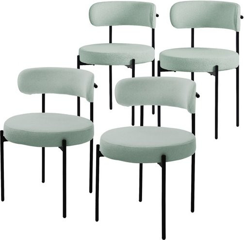 ML-Design Esszimmerstuhl 4er Set in Grün aus Teddystoff mit Metallbeinen - Bild 1
