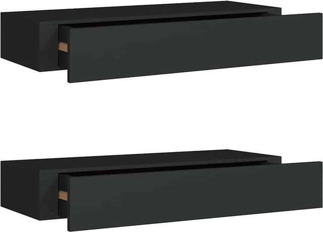 vidaXL Wandregale mit Schubladen 2er Set Schwarz B/T/H: 60 x 23,5 x 10 cm - Bild 1