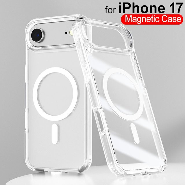 JIUFIFTH MagSafe Magnetische Schutzhülle für iPhone 17, 17Air und 17Pro Max, Stoßfeste Transparente PC Hülle, Farbe: Transparent - Bild 1