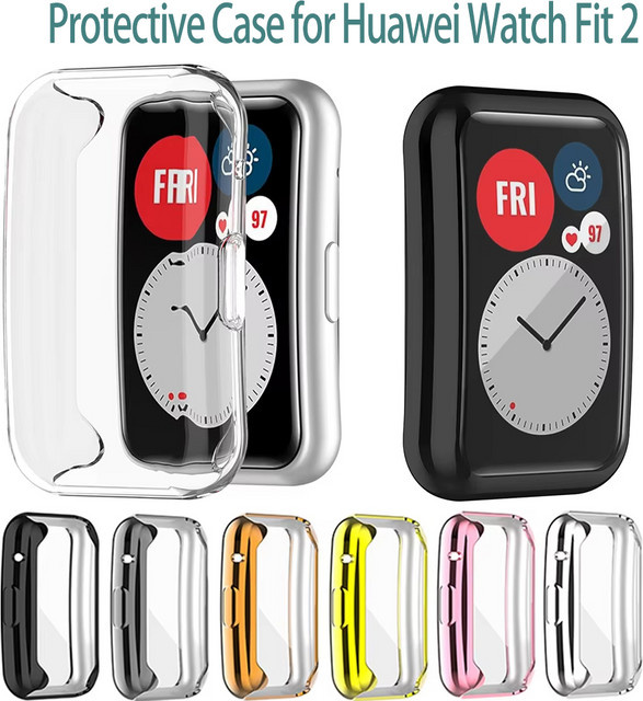 Galvanisierte TPU-Schutzhülle für Huawei Watch Fit 2 in Transparent mit Vollbild-Schutz - Bild 1