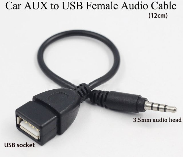 YuXi Auto MP3 Player Konverter mit 3,5 mm Klinkenstecker auf USB 2.0 Buchse, Schwarz - Bild 1