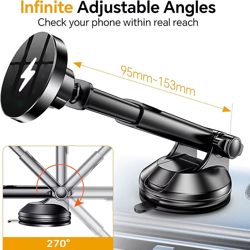 UYUXIO Magnetische Kabellose Auto-Ladegerät Armaturenbrett-Halterung in Schwarz - Bild 3