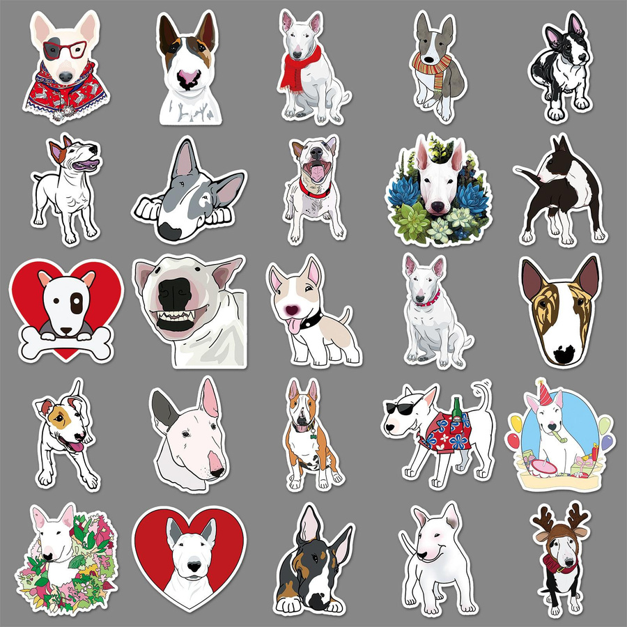 50 Kuh Terrier Doodle Aufkleber Cartoon Niedliche Hunde Dekoration - Bild 3