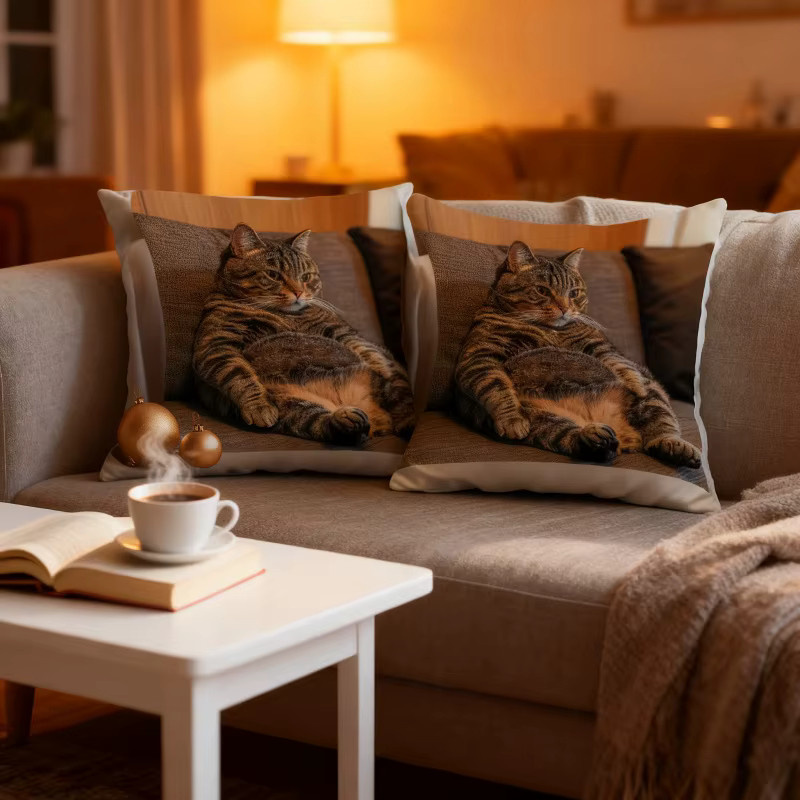 VIKAMA Dekorative Kissenbezüge mit abstraktem Katzendesign in quadratischer Form - Bild 3