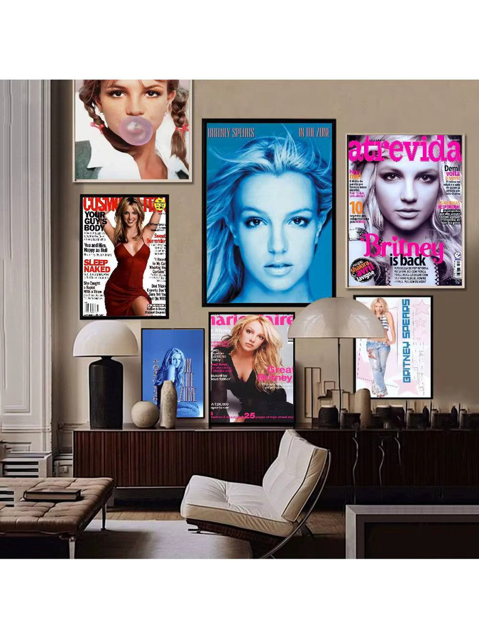B-Britney S-Spears DIY Klebeposter im Vintage-Stil, mehrfarbiges Abstract-Kunstwerk aus Papier, B/H: 15 x 15 cm - Bild 7